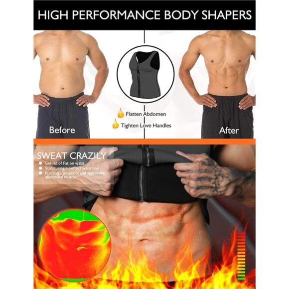 Men Sauna Vest Hot Sweat Waist Trainer Corset Neoprene Tank Top Shapewear - Picture 2 of 7